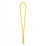 Lanyard tubular hecho a medida de poliéster con detalle de bambú color amarillo septima vista