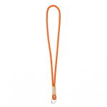 Lanyard tubular hecho a medida de poliéster con detalle de bambú color naranja septima vista