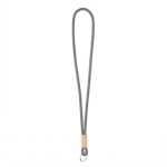 Lanyard tubular hecho a medida de poliéster con detalle de bambú color gris oscuro septima vista