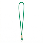 Lanyard tubular hecho a medida de poliéster con detalle de bambú color verde botella septima vista