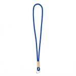 Lanyard tubular hecho a medida de poliéster con detalle de bambú color azul real septima vista