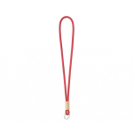 Lanyard tubular hecho a medida de poliéster con detalle de bambú color granate septima vista