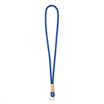 Lanyard tubular hecho a medida de poliéster con detalle de bambú color azul ultramarino septima vista
