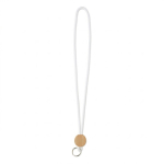 Lanyard tubular hecho a medida poliéster con detalle circular de bambú color blanco septima vista