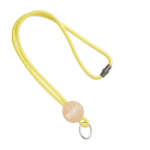 Lanyard tubular hecho a medida poliéster con detalle circular de bambú color amarillo