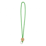 Lanyard tubular hecho a medida poliéster con detalle circular de bambú color verde septima vista