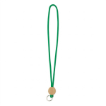 Lanyard tubular hecho a medida poliéster con detalle circular de bambú color verde botella septima vista