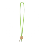 Lanyard tubular hecho a medida poliéster con detalle circular de bambú color verde manzana septima vista