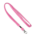 Lanyard hecho a medida poliéster con abrazadera y mosquetón metálico color fucsia septima vista