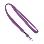 Lanyard hecho a medida poliéster con abrazadera y mosquetón metálico color morado septima vista