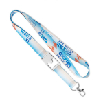 Lanyard hecho a medida de poliéster con abridor de botellas en medio color blanco