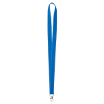 Lanyard hecho a medida de poliéster con hilos reflectantes en el borde color azul septima vista