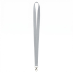 Lanyard hecho a medida de poliéster con hilos reflectantes en el borde color gris septima vista