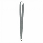 Lanyard hecho a medida de poliéster con hilos reflectantes en el borde color gris oscuro septima vista