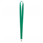 Lanyard hecho a medida de poliéster con hilos reflectantes en el borde color verde botella septima vista
