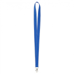 Lanyard hecho a medida de poliéster con hilos reflectantes en el borde color azul real septima vista