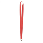 Lanyard hecho a medida de poliéster con hilos reflectantes en el borde color rojo oscuro septima vista