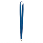 Lanyard hecho a medida de poliéster con hilos reflectantes en el borde color azul ultramarino septima vista