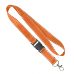 Lanyard de poliéster desmontable hecho a medida con hilos reflectantes color naranja septima vista