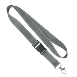 Lanyard de poliéster desmontable hecho a medida con hilos reflectantes color gris oscuro septima vista