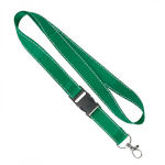 Lanyard de poliéster desmontable hecho a medida con hilos reflectantes color verde botella septima vista
