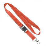 Lanyard de poliéster desmontable hecho a medida con hilos reflectantes color rojo oscuro septima vista
