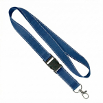 Lanyard de poliéster desmontable hecho a medida con hilos reflectantes color azul ultramarino septima vista