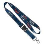 Lanyard de poliéster desmontable hecho a medida con hilos reflectantes color azul ultramarino