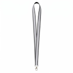 Lanyard hecho a medida de poliéster con revestimiento reflectante gris color negro septima vista