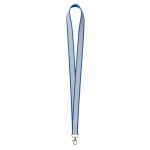 Lanyard hecho a medida de poliéster con revestimiento reflectante gris color azul septima vista