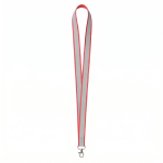 Lanyard hecho a medida de poliéster con revestimiento reflectante gris color rojo septima vista