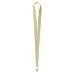 Lanyard hecho a medida de poliéster con revestimiento reflectante gris color amarillo septima vista