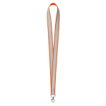 Lanyard hecho a medida de poliéster con revestimiento reflectante gris color naranja septima vista