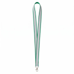 Lanyard hecho a medida de poliéster con revestimiento reflectante gris color verde botella septima vista