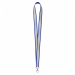 Lanyard hecho a medida de poliéster con revestimiento reflectante gris color azul eléctrico septima vista