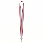 Lanyard hecho a medida de poliéster con revestimiento reflectante gris color granate septima vista