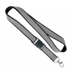 Lanyard desmontable hecho a medida con revestimiento reflectante gris color negro septima vista