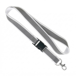 Lanyard desmontable hecho a medida con revestimiento reflectante gris color blanco septima vista