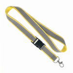 Lanyard desmontable hecho a medida con revestimiento reflectante gris color amarillo septima vista
