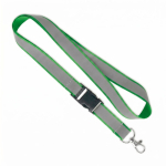 Lanyard desmontable hecho a medida con revestimiento reflectante gris color verde septima vista