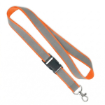 Lanyard desmontable hecho a medida con revestimiento reflectante gris color naranja septima vista