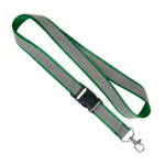 Lanyard desmontable hecho a medida con revestimiento reflectante gris color verde botella septima vista