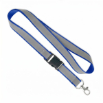 Lanyard desmontable hecho a medida con revestimiento reflectante gris color azul real septima vista