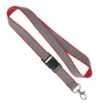 Lanyard desmontable hecho a medida con revestimiento reflectante gris color rojo oscuro septima vista