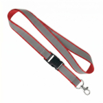 Lanyard desmontable hecho a medida con revestimiento reflectante gris color granate septima vista