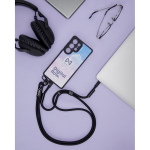 Lanyard ajustable hecho a medida con cable de carga tipo C para móvil color negro