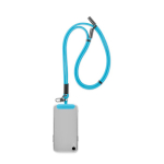 Lanyard ajustable hecho a medida con cable de carga tipo C para móvil color azul cian