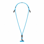 Lanyard ajustable hecho a medida con cable de carga tipo C para móvil color azul cian vista de impresión