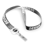 Lanyard de poliéster hecho a medida con portacredencial retráctil color blanco