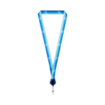 Lanyard de poliéster hecho a medida con portacredencial retráctil color azul marino